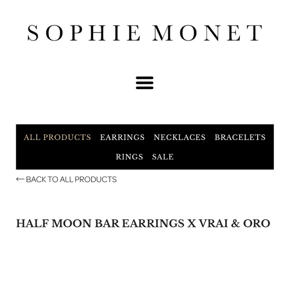 Sophie Monet Earrings - HALF MOON BAR EARRINGS X VRAI & ORO - Picture 2 of 8